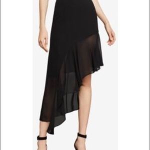 BCBG Asymmetric Mesh detail ribbed skirt